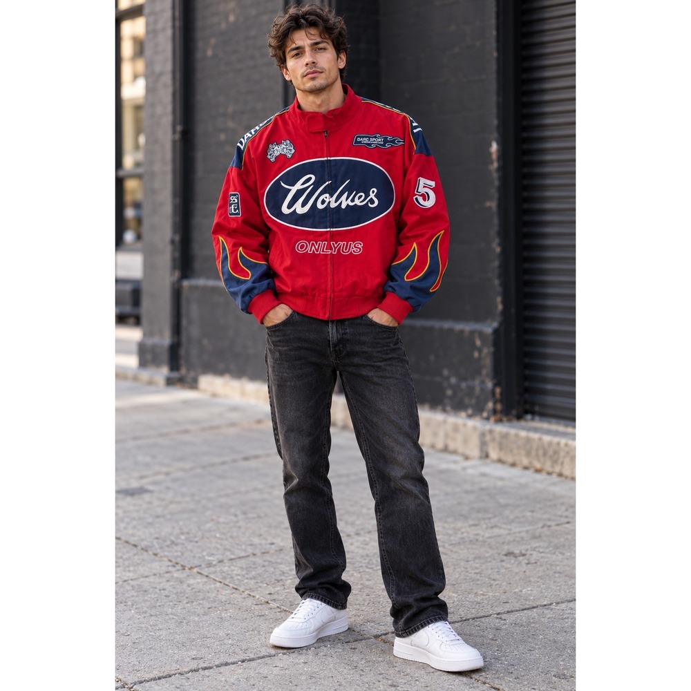 Darc Sport Ride The Fire Gordon Racing Jacket Red Blue Wolves Only Unisex Medium